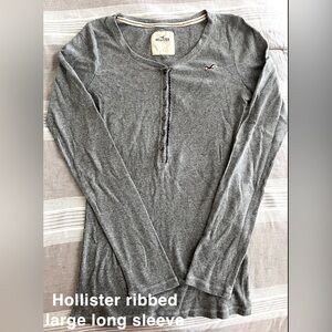 Grey Hollister Ribbed Long sleeve shirt Large